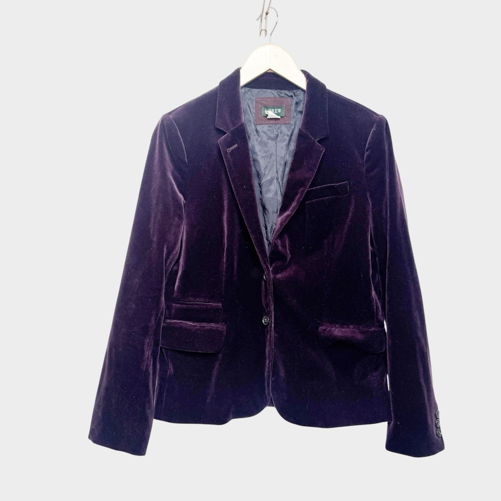 J Crew Women 12 Purple Eden Velvet Blazer Jacket Lined Velour Dark Academia Goth